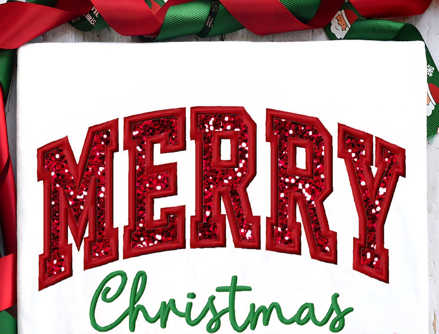 Merry Christmas Embroidery glitter Sweatshirt