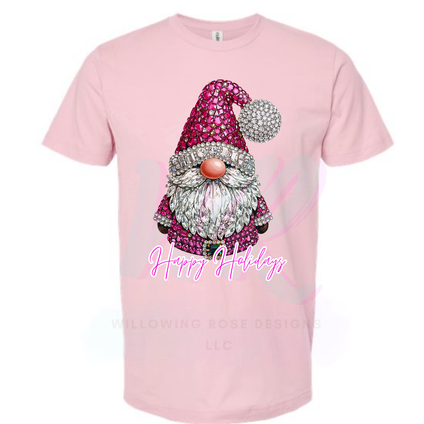 faux rhinestones gnome happy holidays